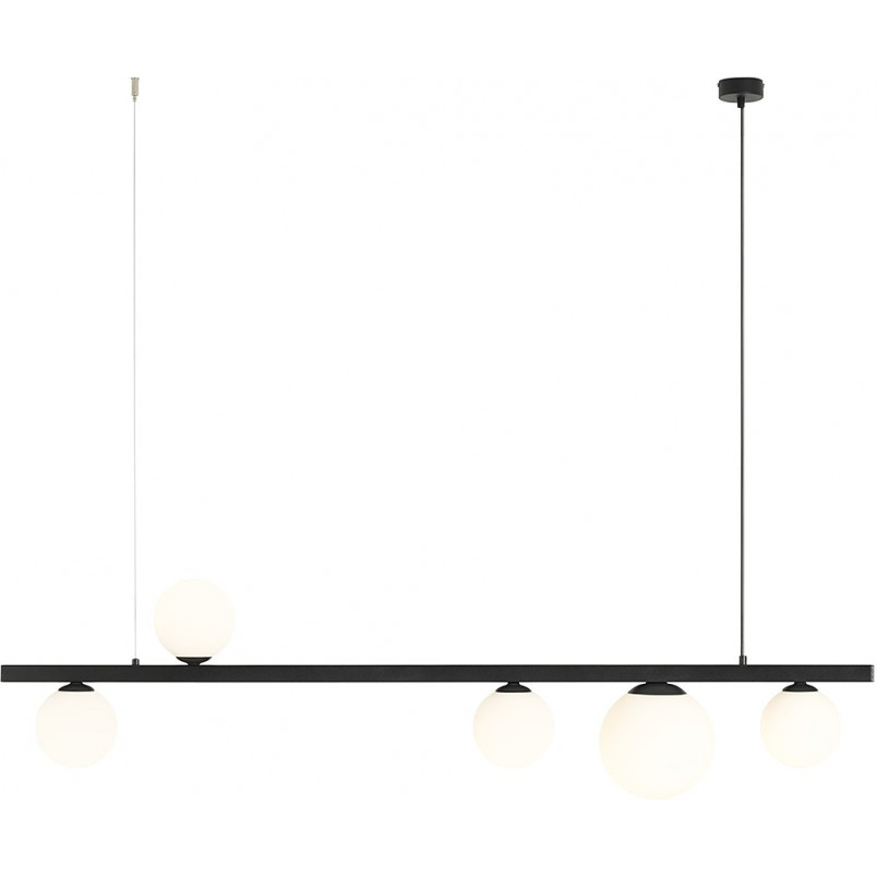 Lampa podłużna szklane kule Garda Black V 151cm biało-czarna Aldex