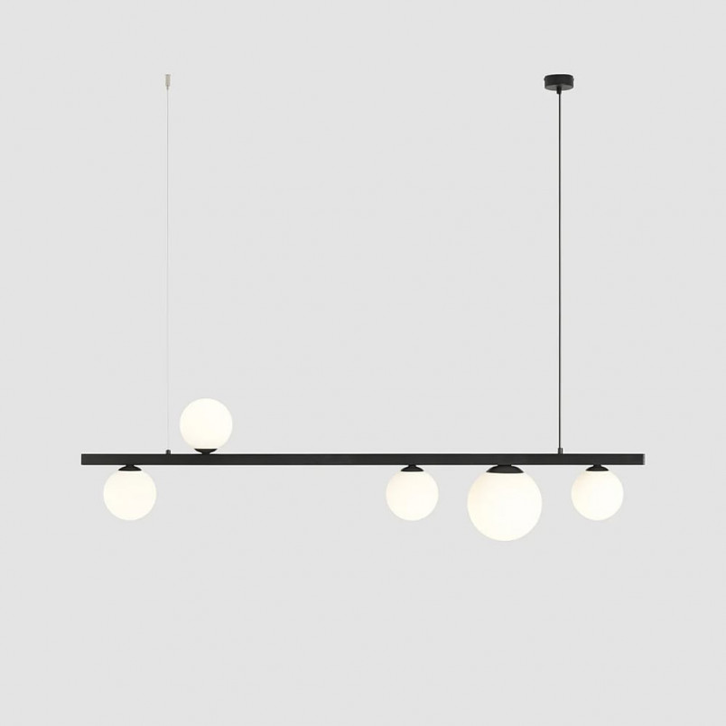 Lampa podłużna szklane kule Garda Black V 151cm biało-czarna Aldex