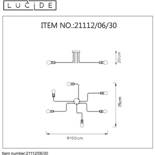 Lampa sufitowa loft Lester VI czarna | Lucide - 100cm
