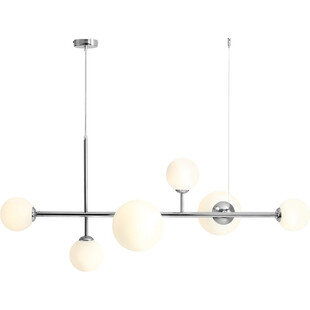 Lampa wisząca szklane kule Dione VI 130cm biało-chromowana Aldex