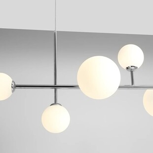 Lampa wisząca szklane kule Dione VI 130cm biało-chromowana Aldex
