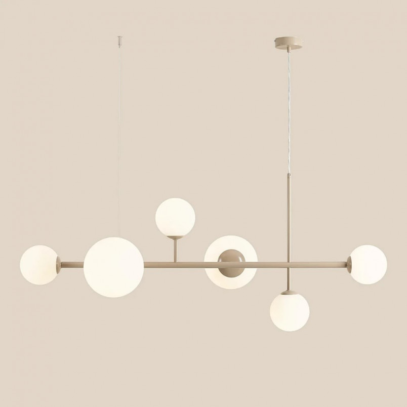 Lampa wisząca szklane kule Dione Beige VI 130cm biała Aldex