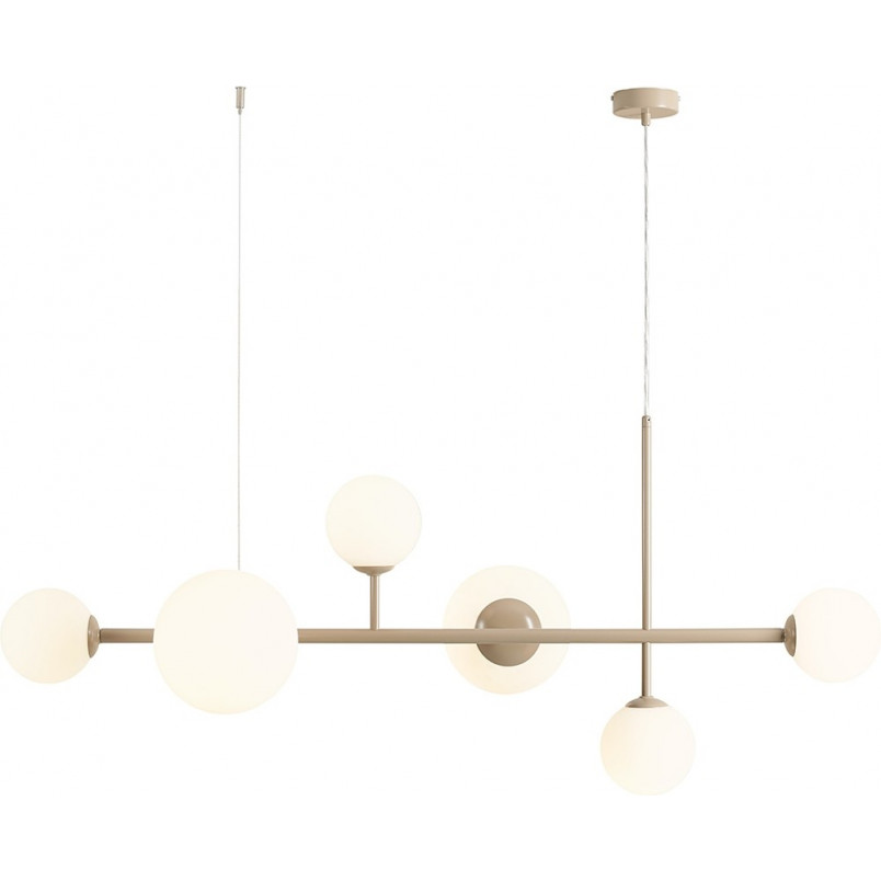 Lampa wisząca szklane kule Dione Beige VI 130cm biała Aldex
