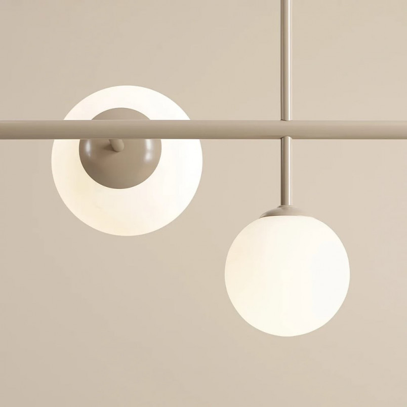 Lampa wisząca szklane kule Dione Beige VI 130cm biała Aldex