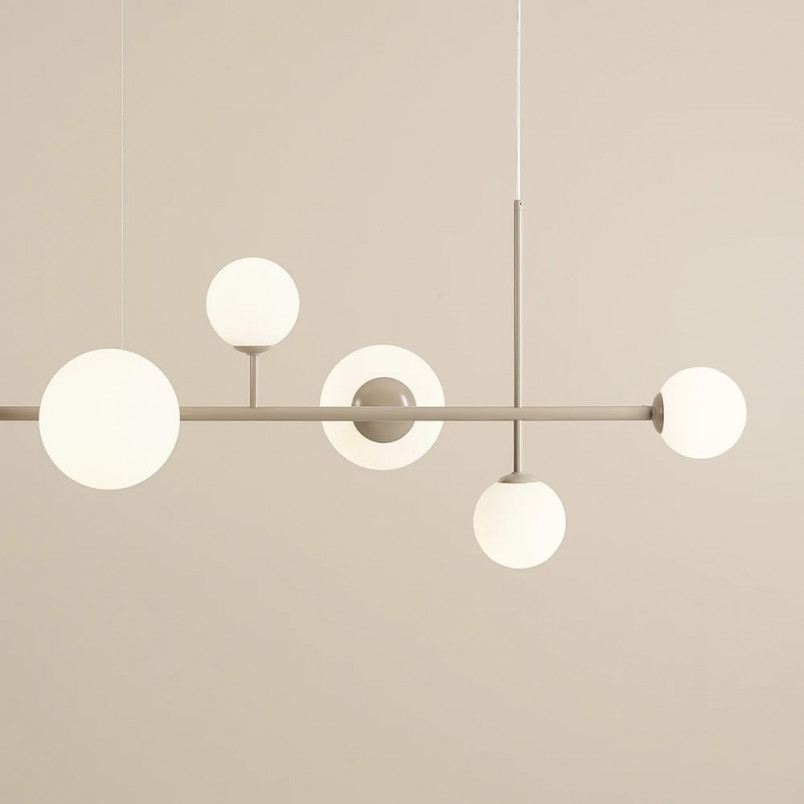 Lampa wisząca szklane kule Dione Beige VI 130cm biała Aldex