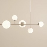 Lampa wisząca szklane kule Dione Beige VI 130cm biała Aldex