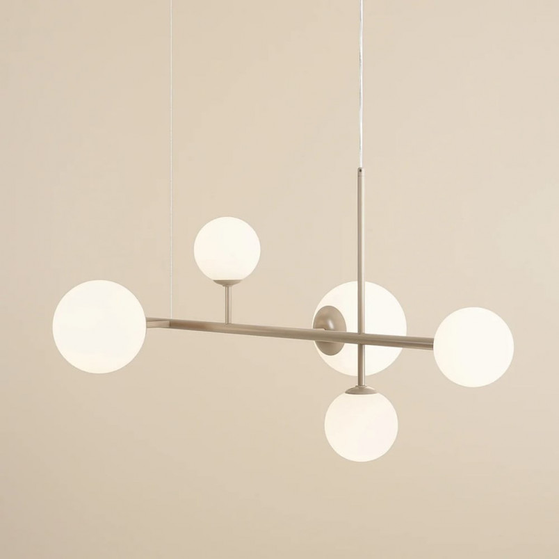 Lampa wisząca szklane kule Dione Beige VI 130cm biała Aldex