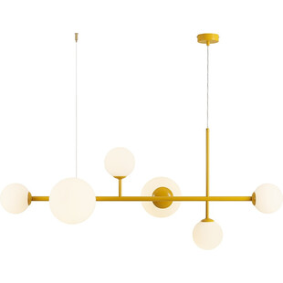 Lampa wisząca szklane kule Dione Mustard VI 130cm biała Aldex