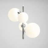 Lampa wisząca 4 szklane kule Bloom 46cm biało-chromowana Aldex