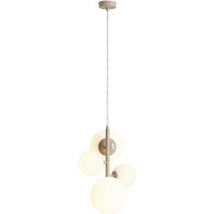 Lampa wisząca 4 szklane kule Bloom Beige 46cm biała Aldex