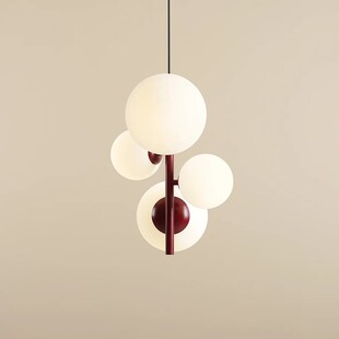 Lampa wisząca 4 szklane kule Bloom Red Wine 46cm biała Aldex