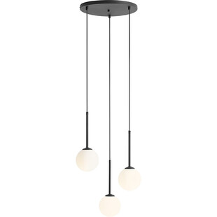Lampa wisząca 3 szklane kule Bosso Black Ring 44cm biało-czarna Aldex