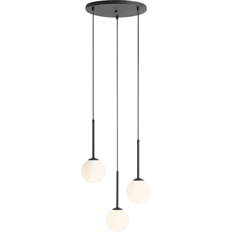 Lampa wisząca 3 kule biało-czarna Aldex Bosso Black Ring 44cm