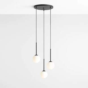 Lampa wisząca 3 szklane kule Bosso Black Ring 44cm biało-czarna Aldex