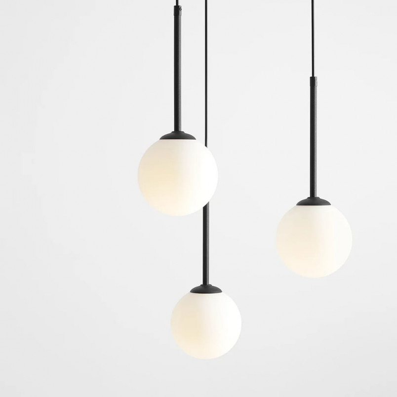 Lampa wisząca 3 kule biało-czarna Aldex Bosso Black Ring 44cm