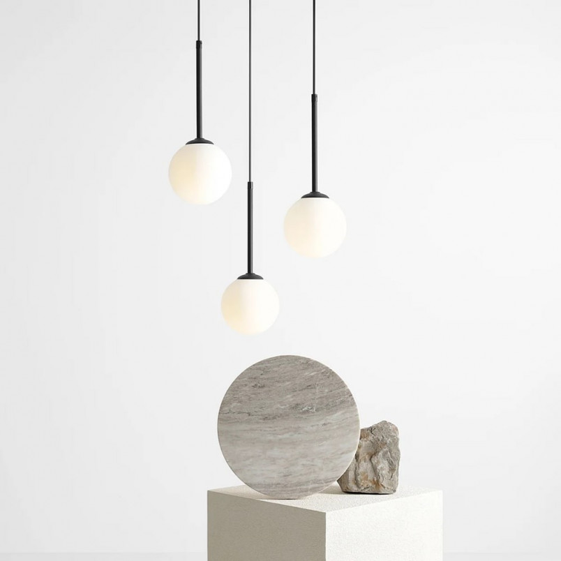 Lampa wisząca 3 kule biało-czarna Aldex Bosso Black Ring 44cm