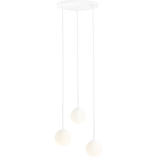 Lampa wisząca 3 szklane kule Bosso White Ring 44cm biała Aldex