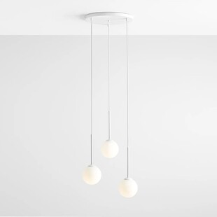 Lampa wisząca 3 szklane kule Bosso White Ring 44cm biała Aldex