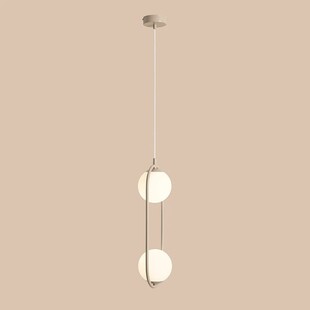 Lampa Wisząca Riva Beige | 2 Szkalne Kule | Aldex