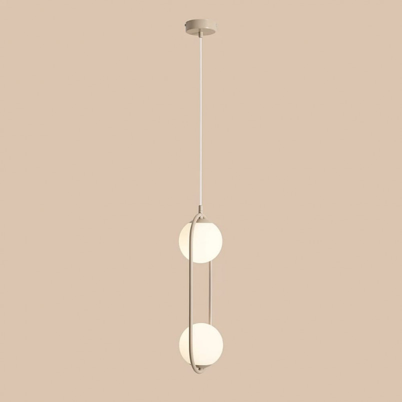 Lampa Wisząca Riva Beige | 2 Szkalne Kule | Aldex