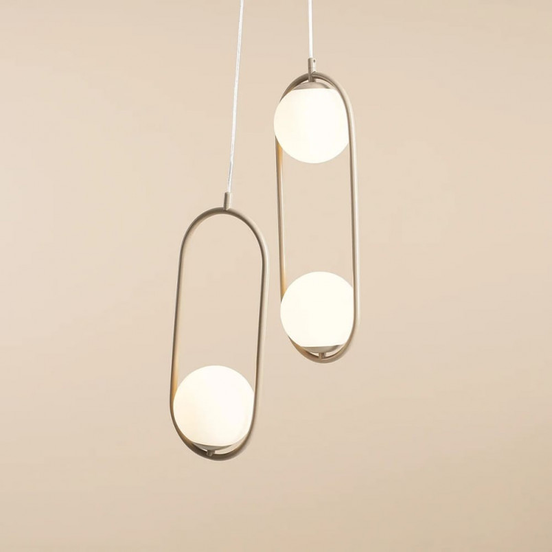 Lampa Wisząca Riva Beige | 2 Szkalne Kule | Aldex