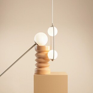 Lampa Wisząca Riva Beige | 2 Szkalne Kule | Aldex