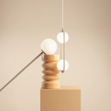 Lampa Wisząca Riva Beige | 2 Szkalne Kule | Aldex
