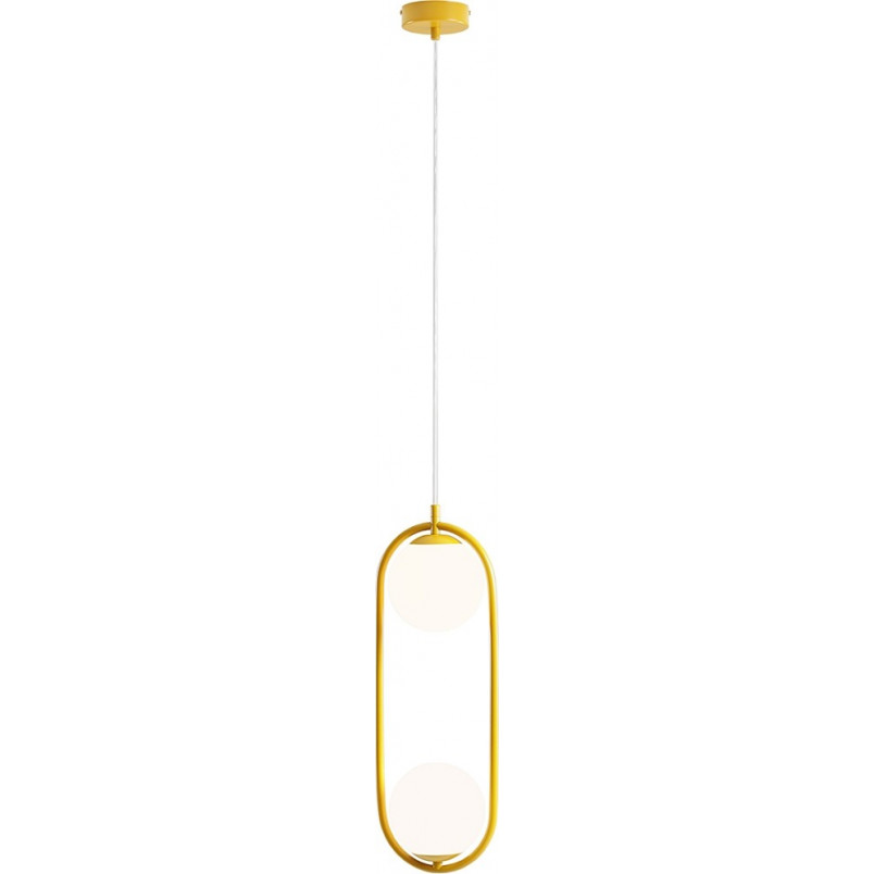 Lampa wisząca Riva - 2 szklane kule, biało-żółta | Aldex