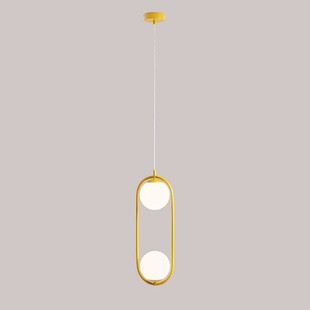 Lampa wisząca Riva - 2 szklane kule, biało-żółta | Aldex