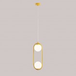 Lampa wisząca Riva - 2 szklane kule, biało-żółta | Aldex