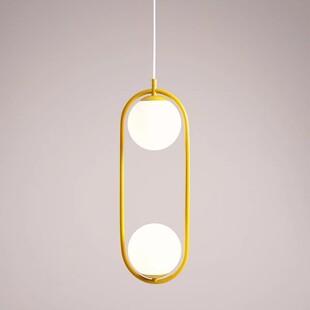 Lampa wisząca Riva - 2 szklane kule, biało-żółta | Aldex