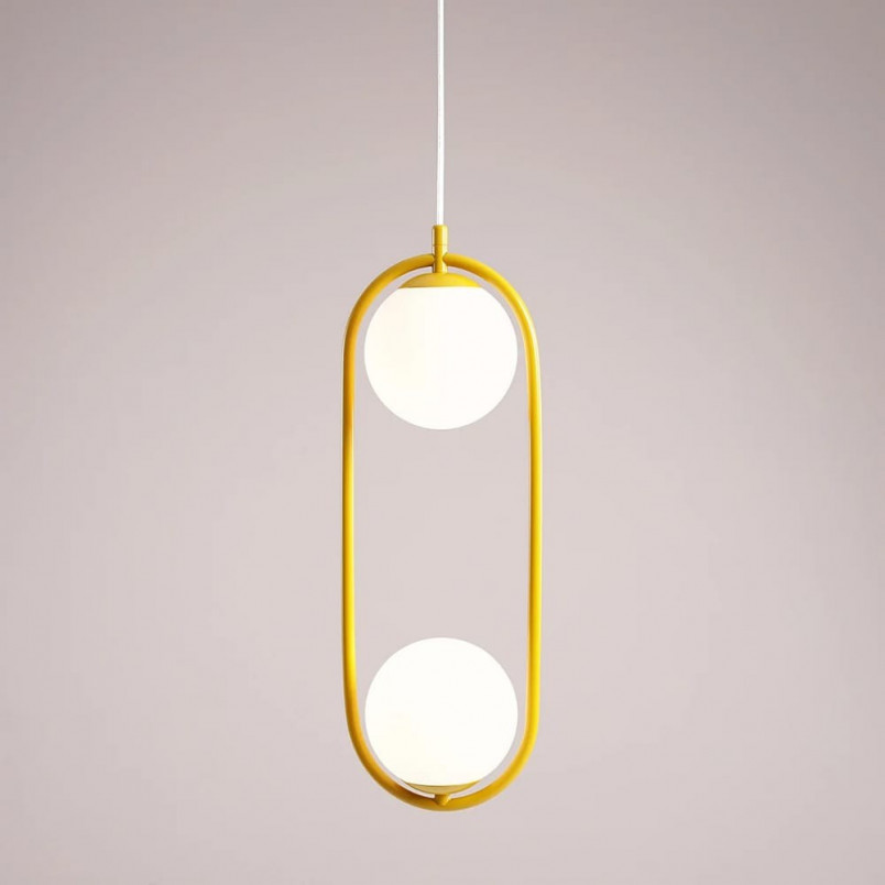 Lampa wisząca Riva - 2 szklane kule, biało-żółta | Aldex