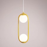 Lampa wisząca Riva - 2 szklane kule, biało-żółta | Aldex