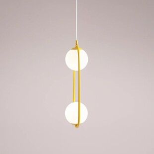 Lampa wisząca Riva - 2 szklane kule, biało-żółta | Aldex
