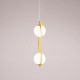 Lampa wisząca Riva - 2 szklane kule, biało-żółta | Aldex
