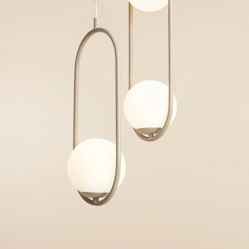 Lampa wisząca Riva - Szklana kula Aldex | Biało-beżowa