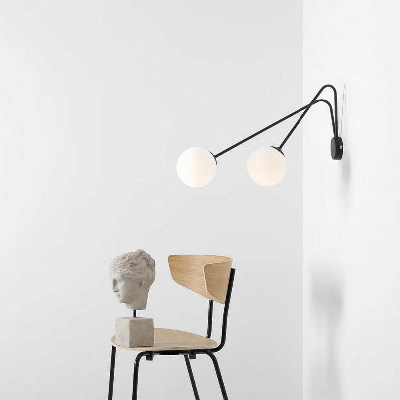 Kinkiet podwójny szklany Holm Large biało-czarny Aldex | Sklep Lamp