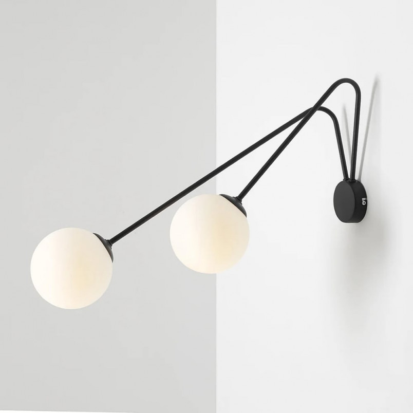 Kinkiet podwójny szklany Holm Large biało-czarny Aldex | Sklep Lamp