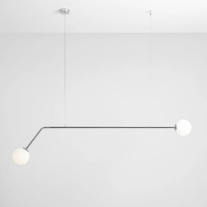 Lampa Wisząca Pure Chrome | 2 Kule Szkło | Aldex