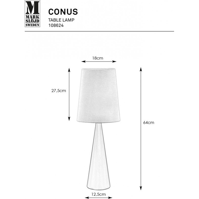 Lampa stołowa biała Markslojd Conus Satin - Nowoczesny design