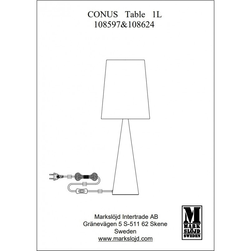 Lampa stołowa biała Markslojd Conus Satin - Nowoczesny design