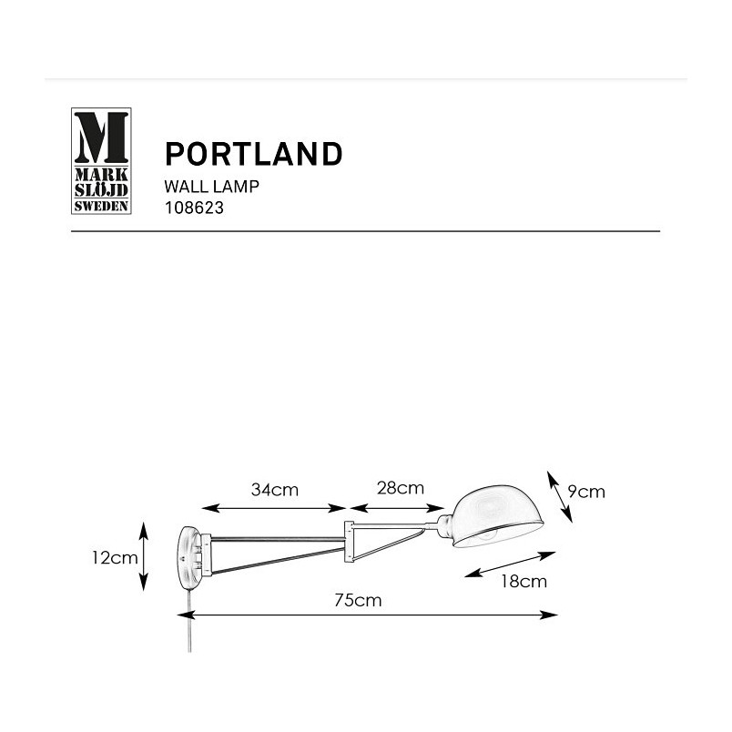 Kinkiet industrialny Portland chrom Markslojd - Loftowa lampa