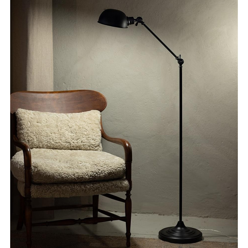 Lampa podłogowa regulowana loft Portland czarna Markslojd