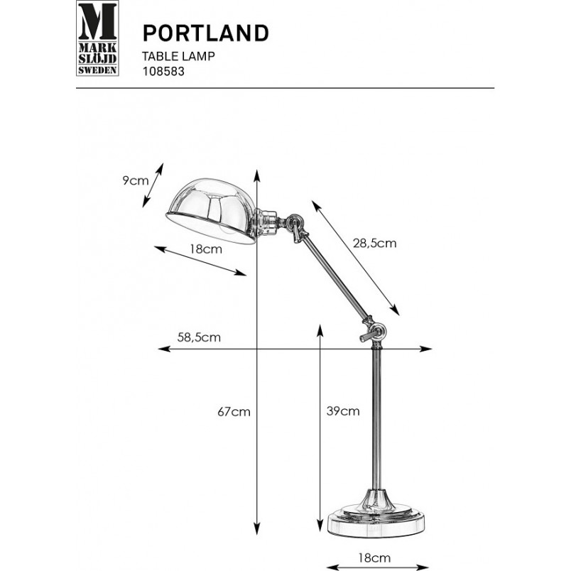 Lampa stołowa loft Portland chrom Markslojd - Kup teraz!