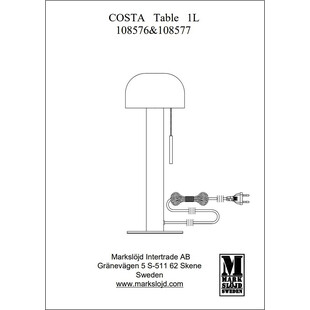 Lampa stołowa Costa biała - Markslojd | Elegancki design