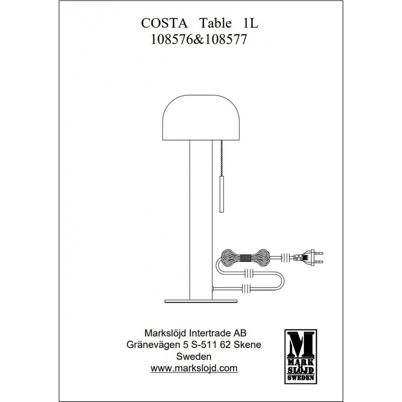 Lampa stołowa Costa czarno-złota | Markslojd