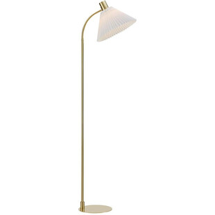 Lampa podłogowa retro z abażurem Mira mosiądz szczotkowany / biały Markslojd