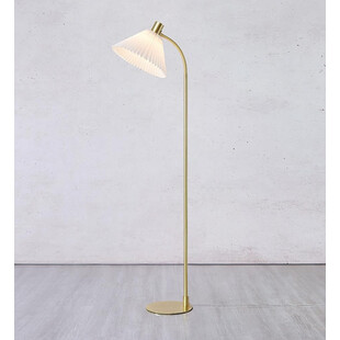 Lampa podłogowa retro z abażurem Mira mosiądz szczotkowany / biały Markslojd