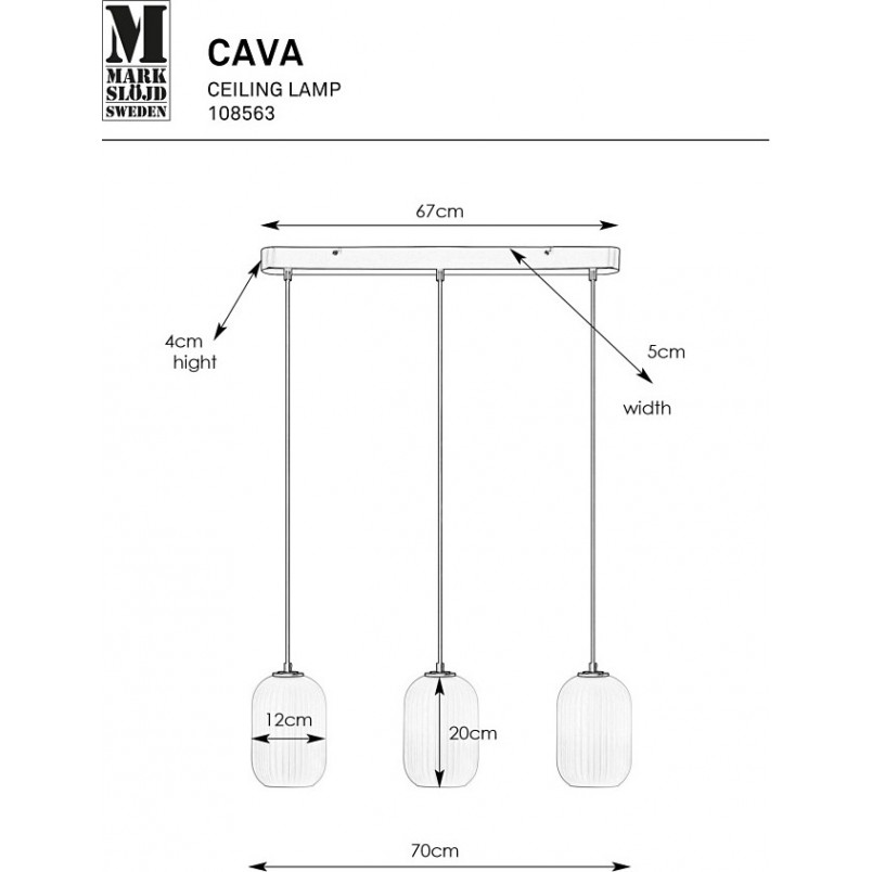 Lampa wisząca Cava biała/czarna | Markslojd - 3 punkty