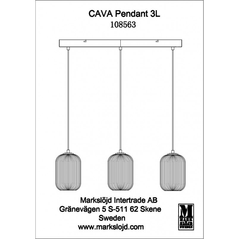 Lampa wisząca Cava biała/czarna | Markslojd - 3 punkty